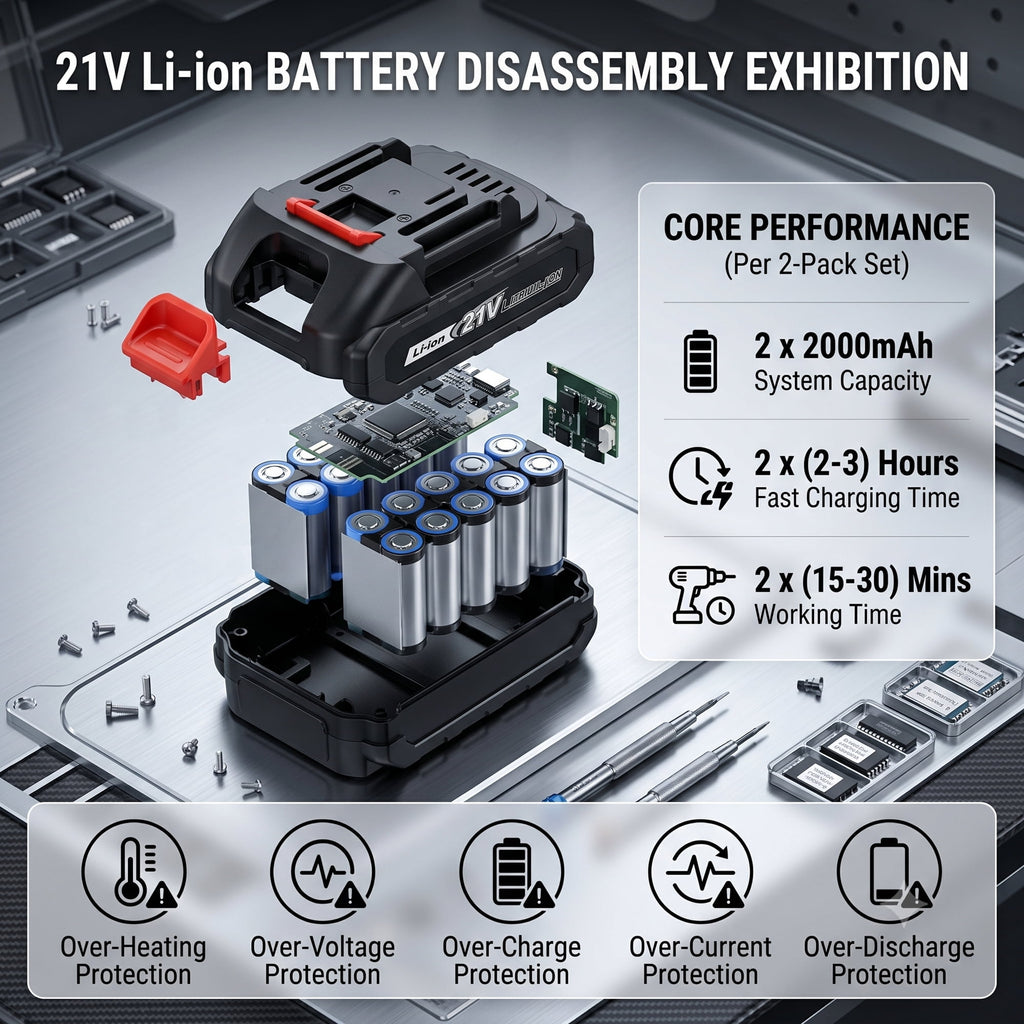 EZBY 21V Cordless Reciprocating Saw Kit, 3500 SPM Variable Speed One-Handed Power Saw with Dual 2.0Ah Batteries, Tool-Free Blade Change, 8 Alloy Blades for Wood and Metal Cutting