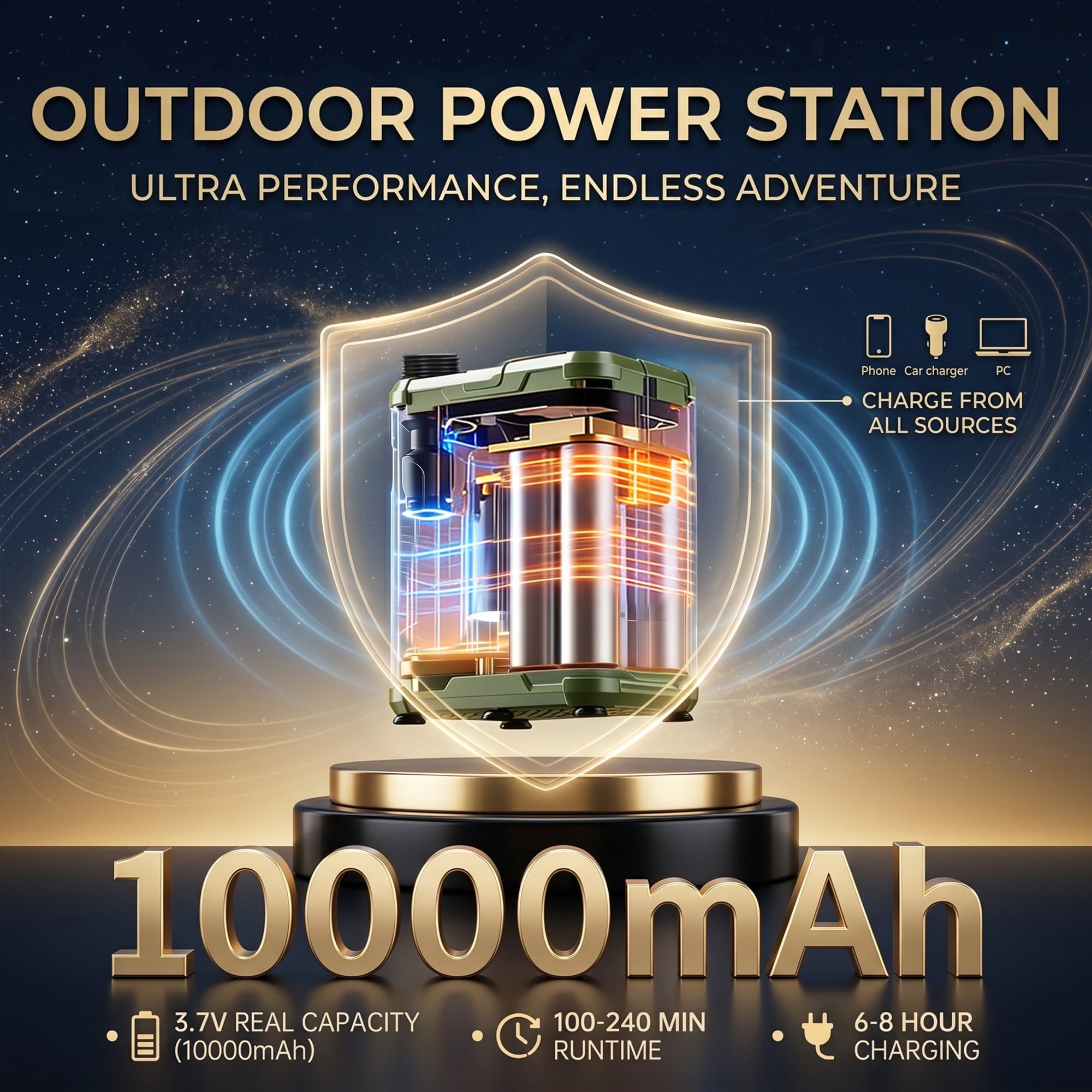 EZBY Portable Shower,10000mAh Shower Pump with Digital LCD,5 Pressure Settings,Temperature & Battery Display for Outdoor Camping,Travel,Pet Bath